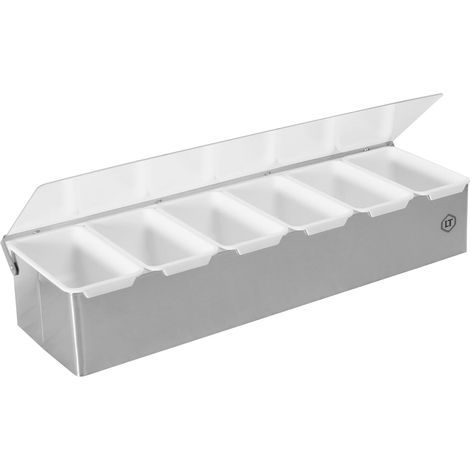 1 Boîte à épices, 6 compartiments, Inox, Godets amovibles, Polypropylène, Cuisine professionnelle (1/5)