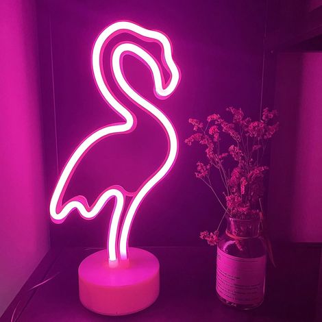 Enseigne lumineuse néon - Veilleuse avec support - Fonctionne avec piles / USB - LED - Pour salon, chambre à coucher, fête de Noël - Décoration d'anniversaire (1/5)