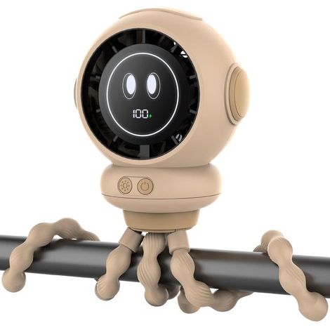 Ventilator Wiederaufladbarer Ventilator Kinderwagenventilator Clip-Ventilator für Babys mit 4 Geschwindigkeitsstufen LED-Anzeige und Nachtlicht 360 (1/5)
