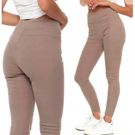 Leggings acanalados para mujer, cálidos, de cintura alta, a la moda, Moraj, talla S/M, color moca (1/5)