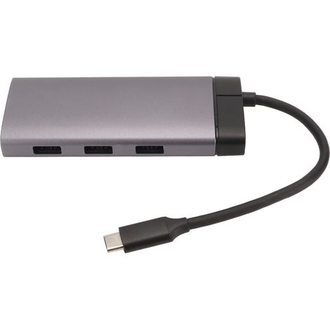 Station d'accueil USB-C 5 en 1 avec charge rapide PD, résolution 4K HD et connexion facile. Répartiteur USB-C gris foncé pour ordinateur portable, téléphone et ordinateur de bureau (BS5A). (1/5)