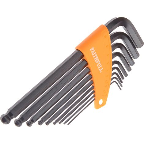 Faithfull Metric Ball End Long Arm Hexagon Key Set, 9 Piece FAIHKS9MLB