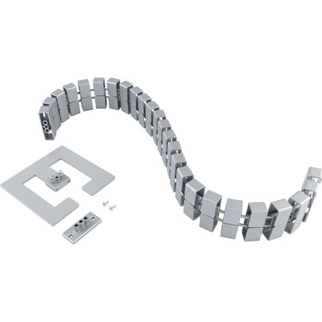 Cube SL Kabelschlange, Kabelkanal Kabelführung Kabelmanagement + flexible 2D/3D-Funktion, Kunststoff alufarbig 750 mm
