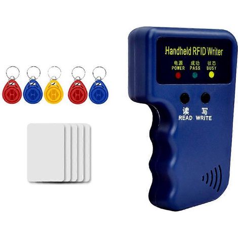 Lecteur/graveur de cartes RFID portable 125 kHz + 5 porte-clés + 5 copieurs/graveurs/duplicateurs/programmeurs de cartes/copieurs de cartes d'identité EM4305 T5577-JBMEDIA (1/4)