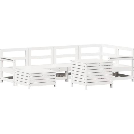 Maison Exclusive - Juego de sofás de jardín 7 pzas madera maciza (1/5)