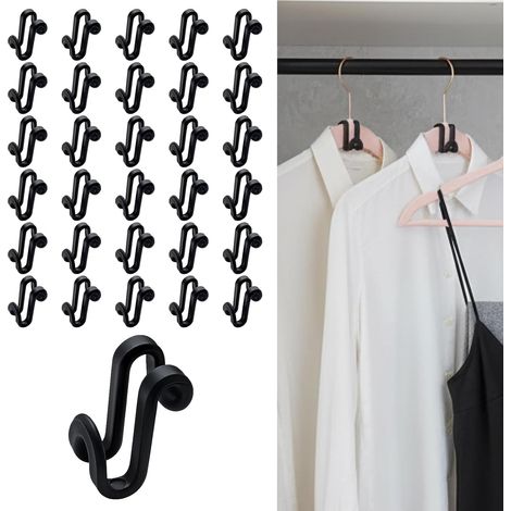 30 Crochets De Connexion Pour Cintres, Crochets D’Extension Polyvalents Pour Organisation Verticale, Crochet Cintre Gain De Place Pour Armoire Et Penderie Domestique (1/5)
