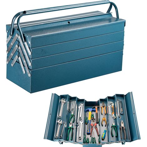 Caja de herramientas 530 x 200 x 250 mm Acero Con 7 compartimentos y asa Taller Bricolaje Maletín (1/5)