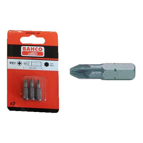 Embout Pozidriv BAHCO PZ-1 3 unités sous blister