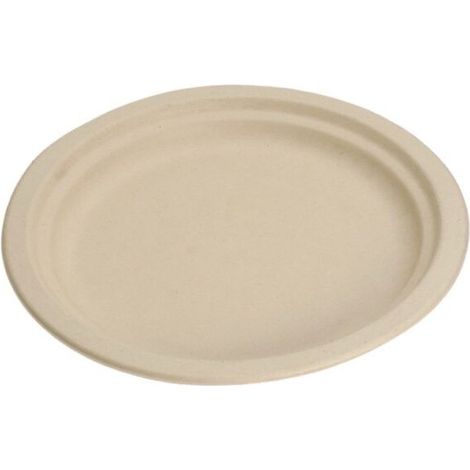 Assiette jetable plate Nature 23 cm en cellulose - 50 pièces - Ecobioshopping (1/3)