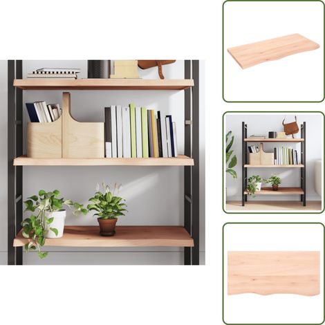 The Living Store Ripiano a Parete 100x50x(2-4) cm Massello Rovere Non Trattato - Scaffale in rovere