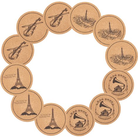Sous-verres Ronde - Bois Naturel - Diamètre 10 cm Épaisseur 0,5 cm - Résistants à la Chaleur et à l'Eau - Lot de 12 (1/5)