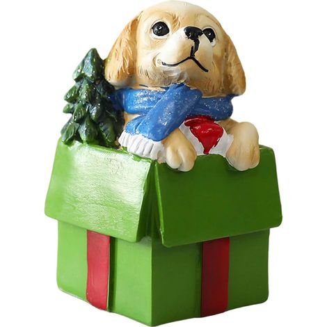 Boîte cadeau en forme de chien sculpté - Décoration de Noël - Décoration saisonnière pour l'intérieur et la fenêtre - Décoration festive pour chien (1/5)