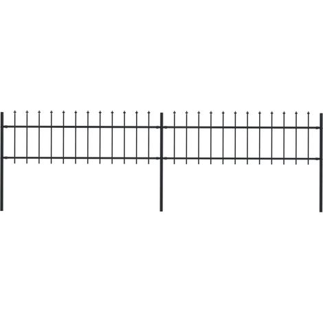 vidaXL Garden Fence with Spear Top Steel 359x60 cm Black