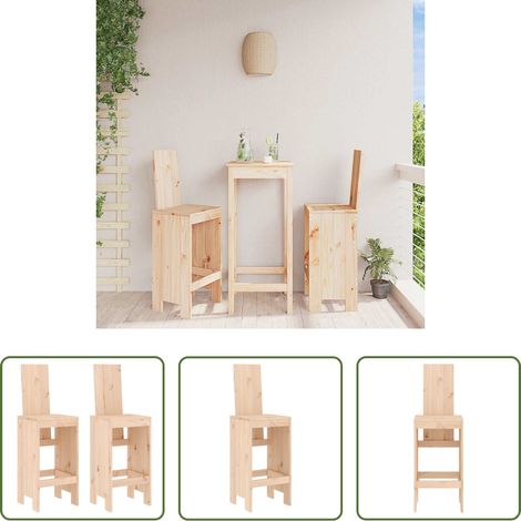 Barhocker Terrasse -  Barhocker 2 Stk. 40x42x120 cm Massivholz Kiefer (1/5)