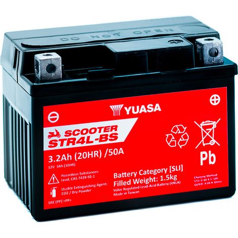 Batterie scooter YUASA STR4L-BS YTX4L-BS 12V 3.2AH 50A