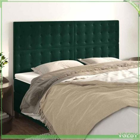 Tête de lit - 3116835 - Velours vert foncé - 200 x 5 x 118/128 cm - Hauteur réglable (1/5)