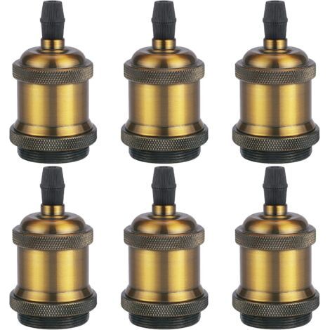 Sollbry 6×Rétro Douille d'ampoule E27 Edison LED, Vintage Style Adaptateur de Lampe Spiral Support 90-260V pour Suspension Lustre Plafond, Bronze