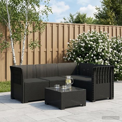 vidaXL Sofá de Jardín para 4 Personas con Cojines Estilo Rattan PP (1/5)