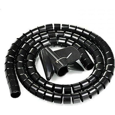1.5 Meter, Flexible Cable Cuttable Spiral Tube Cable Organizer Wire Tube Cable Sleeve Wire Wrap Cable Wrap Wire Organizer for PC TV DVD Cable Stereo Antenna etc, Black