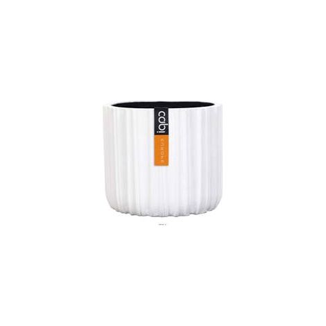 Pot polyester eggpot stries H 12,5 cm, Ø 14 cm, Blanc