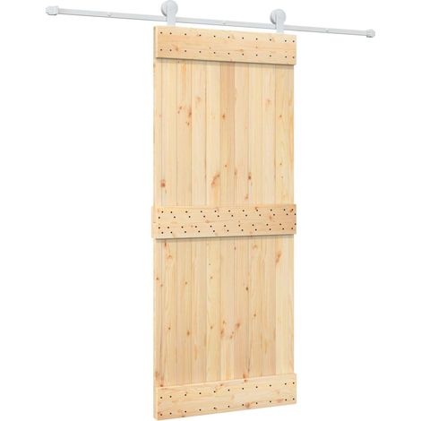 Sliding Door Natural and White 85 x 210 cm Solid Pine Wood vidaXL (1/5)