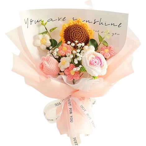 Bouquet de tulipes et roses au crochet : Tulipes au crochet terminées, idéales pour la Saint-Valentin, la fête des mères, un anniversaire ou la décoration intérieure. (1/5)