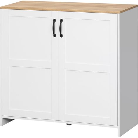 Meuble buffet cuisine – 2 portes, 2 étagères réglables – 90x39,5x88 cm – Rangement compact pour petite cuisine (1/5)