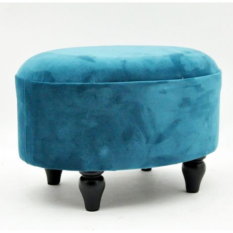 Oval Footstool - Velvet - L27 x W40 x H30 cm - Blue