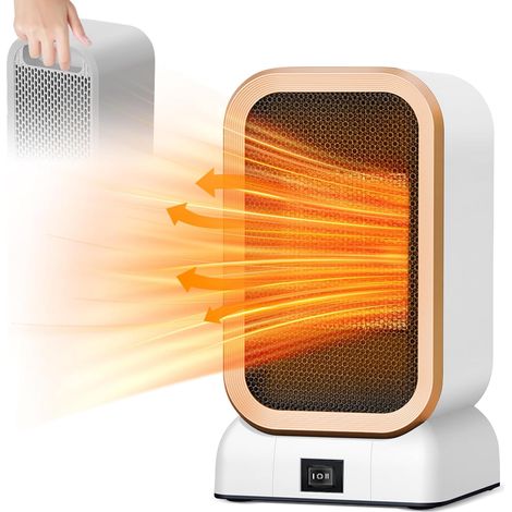 Chauffage de bureau, chauffage d'appoint Petit radiateur domestique silencieux - Chauffage électrique rapide, réglable et sûr pour les bureaux,noir. (1/5)