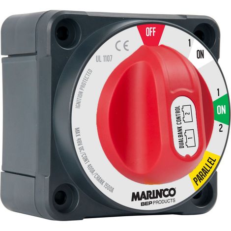 Silamp – Coupe batterie pro installer 400A – Commutateur innovant pour 2 banques de batteries – Résistant aux environnements marins difficiles