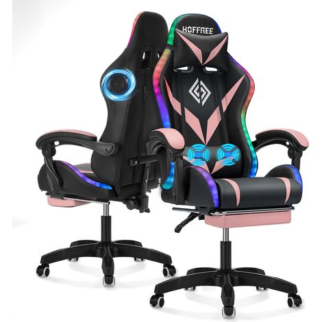 Gaming Chair with Massage and 358 RGB Mode, Ergonomic Computer Chair with Footrest Reclining High Back, Video Game Chair with Adjustable Lumbar Support and armrest