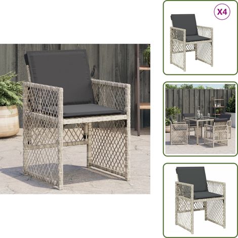 The Living Store Gartenstühle mit Kissen 4 Stk. Hellgrau Poly Rattan - Gartenstühle - Outdoor Möbel - Rattan Gartenmöbel - Gartenlounge - Balkonmöbel (1/5)