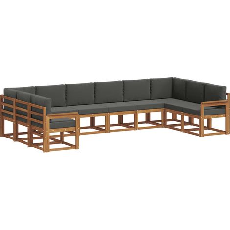 Conjunto de sofás de exterior 10 uds. Natural y Antracita vidaXL (1/5)