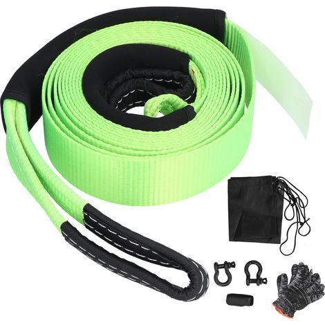 Corde de remorquage 4x4 5 mètres 5 tonnes pour véhicule tout-terrain, sangle de traction en polyester vert (1/5)