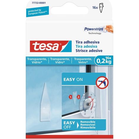Tesa Tiras adhesivas Powerstrips Transparente hasta 0,2 kg 16 tiras