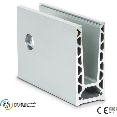 Deco Fer Forge – Profil aluminium anodisé fixation à l'anglaise – Pour verre 12,76 à 21,52 mm – Longueur 2500 mm – Résistance 1 kN pour intérieur et extérieur