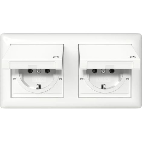 Gira Enchufe SCHUKO KD + Set IP44 + Marco 2f Standard 55 Blanco puro [415803], 4158 03