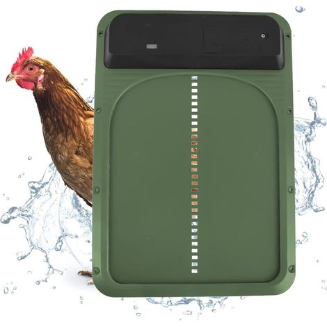 Puerta automática para gallinero, jaula para pollos con sensor de luz, gallinero exterior, resistente a la intemperie (verde) (1/5)