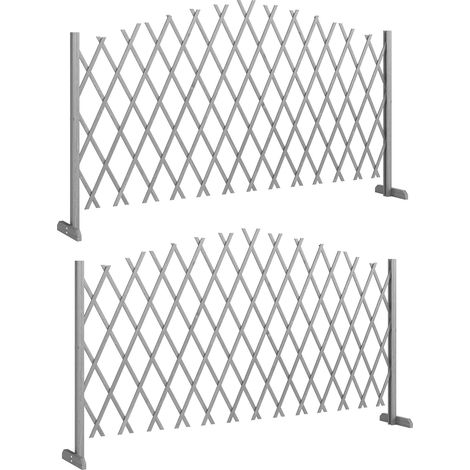Outsunny Wooden Expanding Fence Panels, 180 x 30 x 103cm, Dark Grey