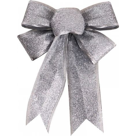 Lot de 5 nœuds à paillettes de Noël - Argent (1/5)