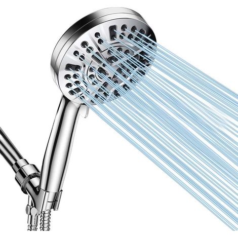 Douchette Haute Pression Main – Acier Inoxydable Antirouille – 8 Modes Douche + 2 Jets Puissants – Flexible avec Filtre – Argenté (1/5)