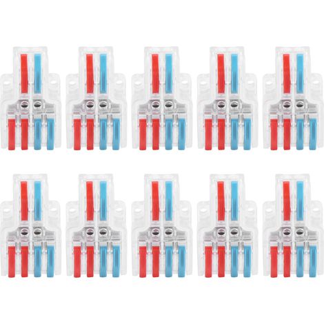 Borne de serrage de bloc de fil 2 en 4 sorties, connecteurs électriques à câblage rapide couleur LT-422 10 pièces (1/5)