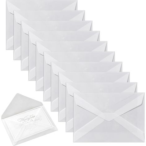 50 Pieces 125x185mm Transparent Envelopes, Translucent Vellum Envelopes (1/5)