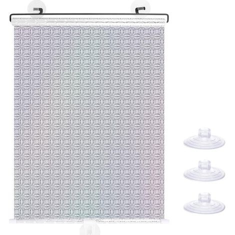 Pare-soleil enrouleur - 125 x 40 cm - Argent - Pare-soleil de voiture - Enroulable et réglable - Avec ventouse (1/5)