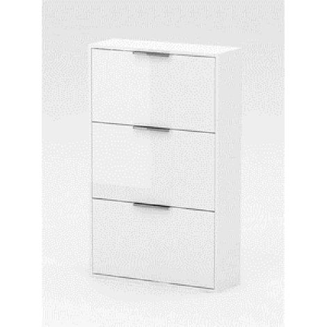 Meuble A chaussures avec 3 A tagA res rabattables, couleur laquA blanc cm 65x25x100h meuble de salle de bain (1/3)
