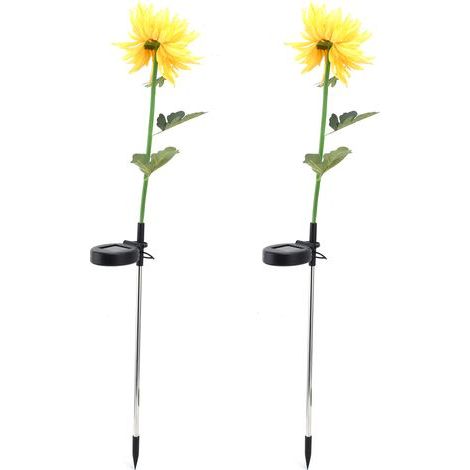 Stück LED-Solarleuchten, künstliche Chrysanthemenblüten, Rasenlampen für Garten, Terrasse, gelb (1/5)