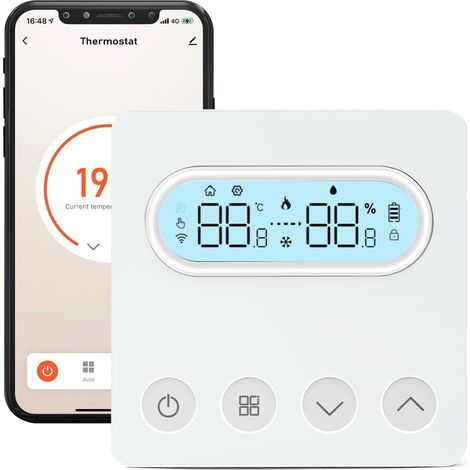 WiFi Thermostat Smart, Thermostat d'ambiance Intelligent - Thermostat d'ambiance pour Chaudière à Gaz - Chauffage au Sol - Affichage numérique LCD - Compatible avec Google Home (1/5)