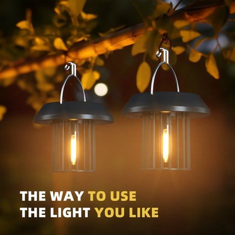 Iluminación exterior con energía solar para camping, lámpara de patio, LED impermeable, sensor automático, lámpara de jardín, 2 unidades (1/4)