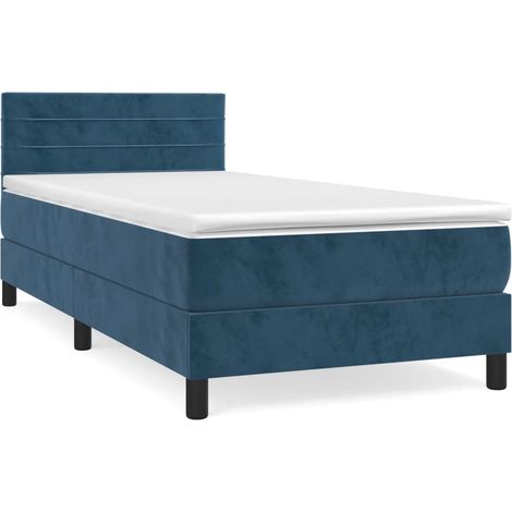 Lit simple,Lit adulte,Sommier à lattes de lit et matelas Bleu foncé 80x200 cm Velours CFW7147596 (1/5)