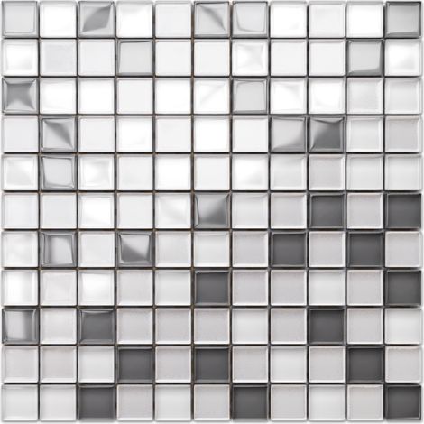 Ilcom mosaico in vetro su rete per bagno e cucina 30cm x 30cm  - White pearls (1/3)